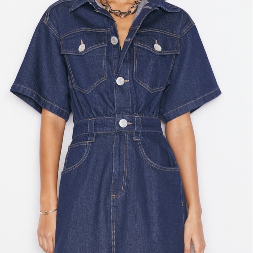 Frame Denim Dark Blue Denim Mini Dress - Picture 4 of 6